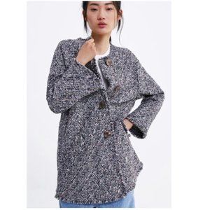 Zara Buttoned Tweed Coat